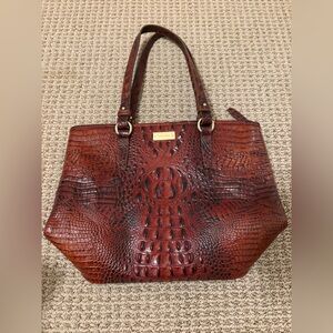 Brahmin Rich Red Croc-Embossed Tote